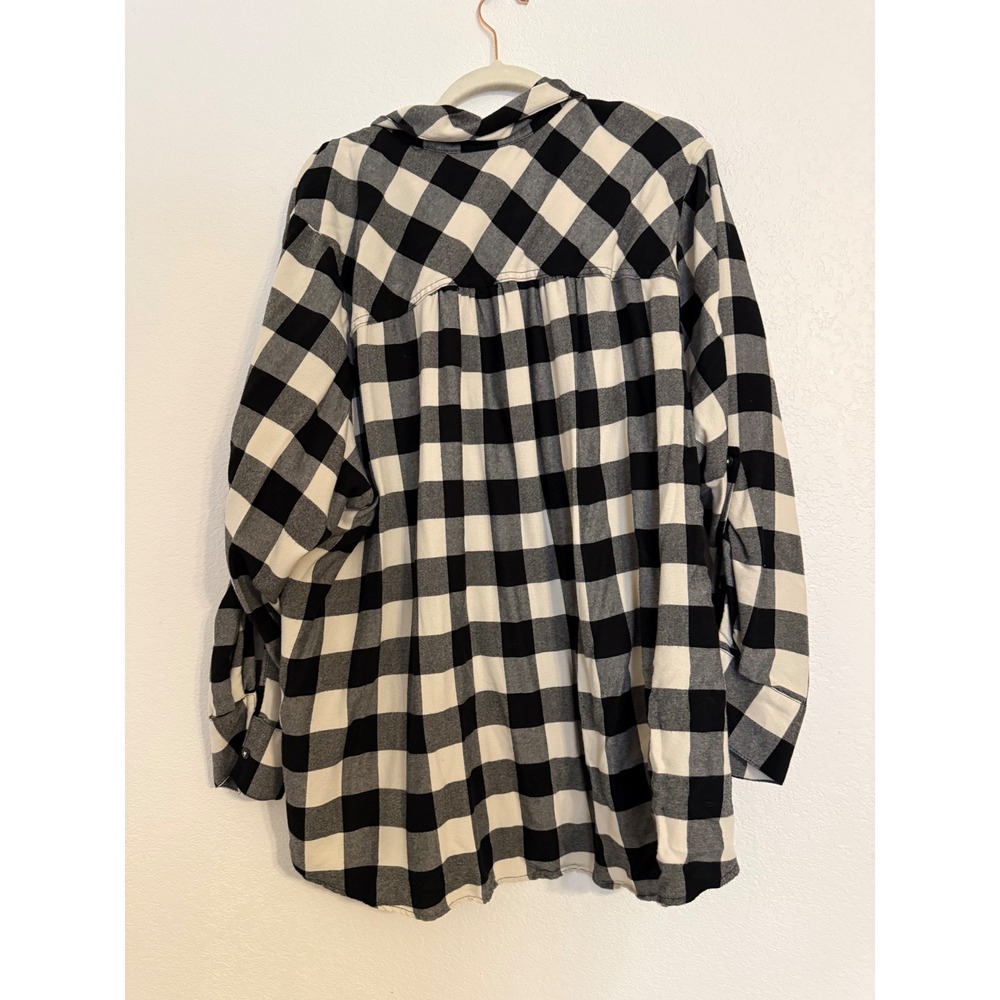 Lane‎ Bryant Black White Plaid Button Down Shirt Top Plus Size 26/28 - Picture 4 of 4
